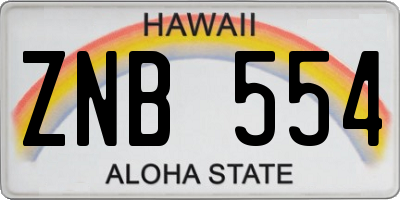 HI license plate ZNB554