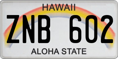 HI license plate ZNB602