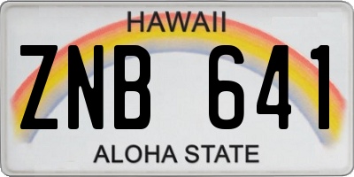HI license plate ZNB641