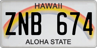HI license plate ZNB674