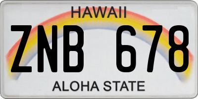 HI license plate ZNB678