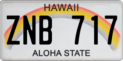 HI license plate ZNB717