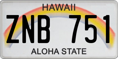 HI license plate ZNB751