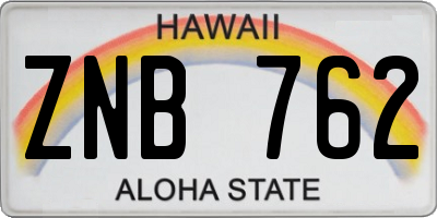 HI license plate ZNB762
