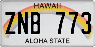 HI license plate ZNB773