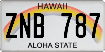 HI license plate ZNB787