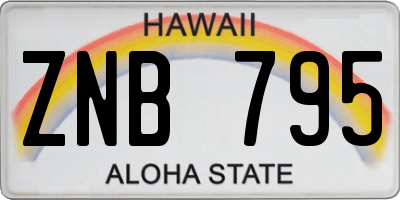 HI license plate ZNB795