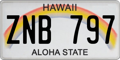 HI license plate ZNB797