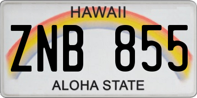HI license plate ZNB855