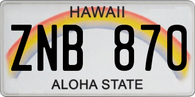 HI license plate ZNB870