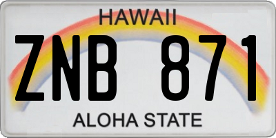 HI license plate ZNB871