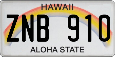 HI license plate ZNB910