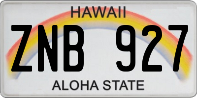 HI license plate ZNB927