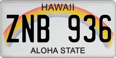 HI license plate ZNB936
