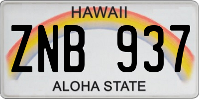 HI license plate ZNB937