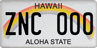 HI license plate ZNC000