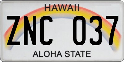 HI license plate ZNC037