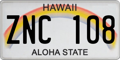 HI license plate ZNC108