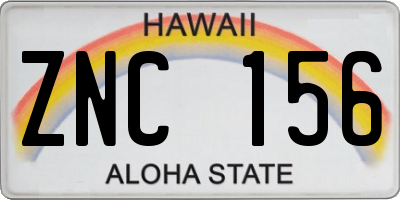 HI license plate ZNC156
