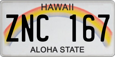 HI license plate ZNC167