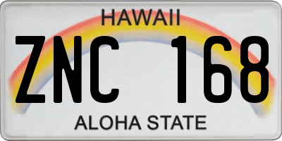 HI license plate ZNC168