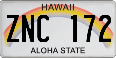 HI license plate ZNC172