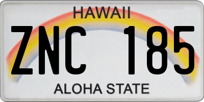 HI license plate ZNC185