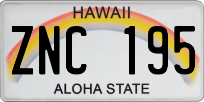 HI license plate ZNC195