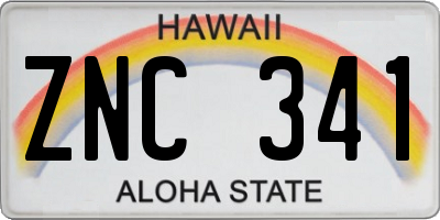 HI license plate ZNC341