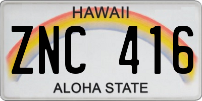HI license plate ZNC416