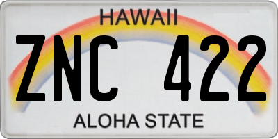HI license plate ZNC422