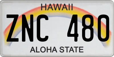 HI license plate ZNC480