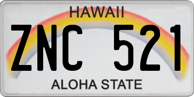 HI license plate ZNC521