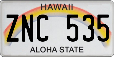 HI license plate ZNC535