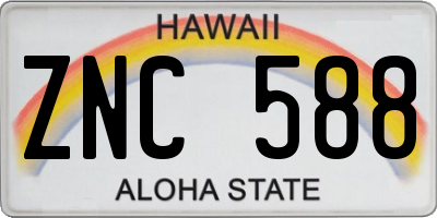 HI license plate ZNC588