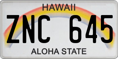 HI license plate ZNC645
