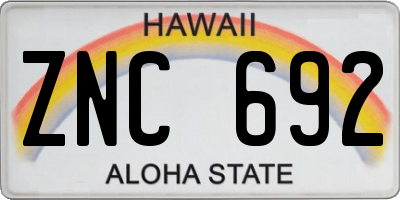HI license plate ZNC692