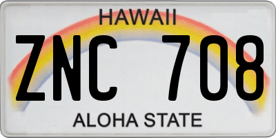 HI license plate ZNC708