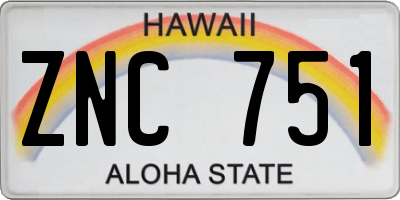 HI license plate ZNC751