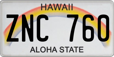 HI license plate ZNC760