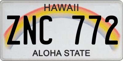 HI license plate ZNC772