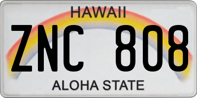 HI license plate ZNC808