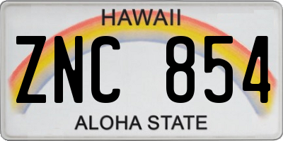 HI license plate ZNC854