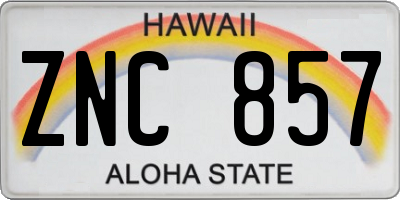 HI license plate ZNC857