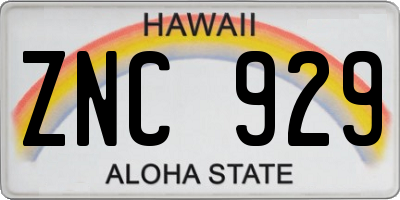 HI license plate ZNC929