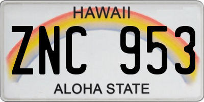 HI license plate ZNC953