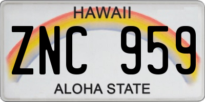 HI license plate ZNC959