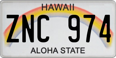 HI license plate ZNC974