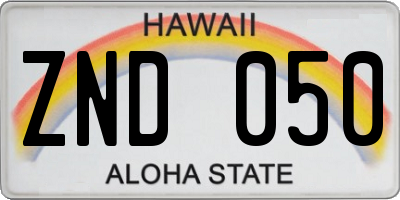 HI license plate ZND050