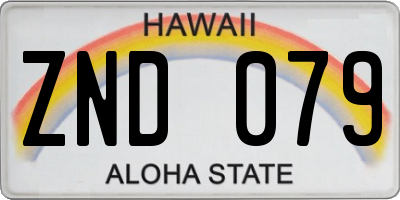 HI license plate ZND079